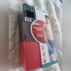 Jockey Activemicro Microfiber Stretch 3 pk Mens Boxer Briefs Sz. XXL Red / Black